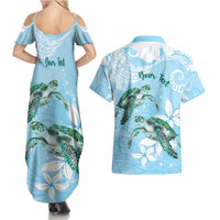 Personalised Polynesia Valentine's Day Couples Matching Summer Maxi Dress and Hawaiian Shirt SeaTurtle Couple Polynesian - Fairy Sparkles Color LT14 - Polynesian Pride