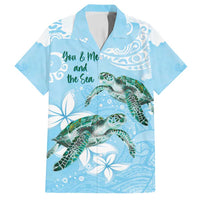 Personalised Polynesia Valentine's Day Family Matching Puletasi and Hawaiian Shirt SeaTurtle Couple Polynesian - Fairy Sparkles Color LT14 Dad's Shirt - Short Sleeve Blue - Polynesian Pride