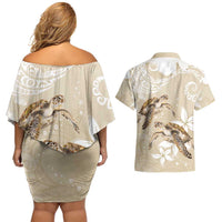 Happy Valentine's Day Polynesia Couples Matching Off Shoulder Short Dress and Hawaiian Shirt SeaTurtle Couple Polynesian - Pollinate Color LT14 - Polynesian Pride