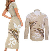 Happy Valentine's Day Polynesia Couples Matching Short Sleeve Bodycon Dress and Long Sleeve Button Shirt SeaTurtle Couple Polynesian - Pollinate Color LT14 - Polynesian Pride
