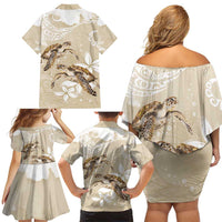 Happy Valentine's Day Polynesia Family Matching Off Shoulder Short Dress and Hawaiian Shirt SeaTurtle Couple Polynesian - Pollinate Color LT14 - Polynesian Pride