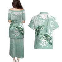 Happy Valentine's Day Polynesia Couples Matching Puletasi and Hawaiian Shirt SeaTurtle Couple Polynesian - Green Lester Color LT14 - Polynesian Pride