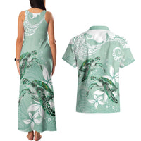 Happy Valentine's Day Polynesia Couples Matching Tank Maxi Dress and Hawaiian Shirt SeaTurtle Couple Polynesian - Green Lester Color LT14 - Polynesian Pride