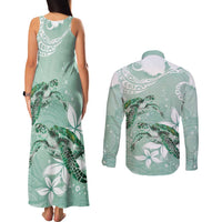 Happy Valentine's Day Polynesia Couples Matching Tank Maxi Dress and Long Sleeve Button Shirt SeaTurtle Couple Polynesian - Green Lester Color LT14 - Polynesian Pride