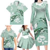 Happy Valentine's Day Polynesia Family Matching Long Sleeve Bodycon Dress and Hawaiian Shirt SeaTurtle Couple Polynesian - Green Lester Color LT14 - Polynesian Pride