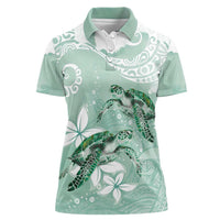 Happy Valentine's Day Polynesia Women Polo Shirt SeaTurtle Couple Polynesian - Green Lester Color LT14 Female Green - Polynesian Pride