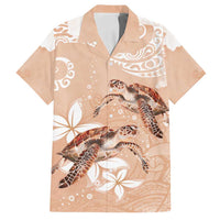 Happy Valentine's Day Polynesia Family Matching Off Shoulder Short Dress and Hawaiian Shirt SeaTurtle Couple Polynesian - Desert Sand Color LT14 Dad's Shirt - Short Sleeve Desert Sand - Polynesian Pride