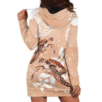 Happy Valentine's Day Polynesia Hoodie Dress SeaTurtle Couple Polynesian - Desert Sand Color LT14 - Polynesian Pride