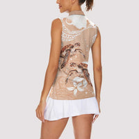 Happy Valentine's Day Polynesia Women Sleeveless Polo Shirt SeaTurtle Couple Polynesian - Desert Sand Color LT14 - Polynesian Pride