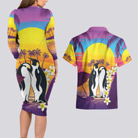 Hawaii Penguin Couple Couples Matching Long Sleeve Bodycon Dress and Hawaiian Shirt You Are My Valentine - Tropical Sunset Vibes LT14 - Polynesian Pride