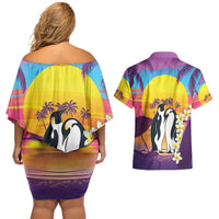 Hawaii Penguin Couple Couples Matching Off Shoulder Short Dress and Hawaiian Shirt You Are My Valentine - Tropical Sunset Vibes LT14 - Polynesian Pride