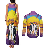 Hawaii Penguin Couple Couples Matching Tank Maxi Dress and Long Sleeve Button Shirt You Are My Valentine - Tropical Sunset Vibes LT14 - Polynesian Pride