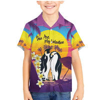 Hawaii Penguin Couple Family Matching Mermaid Dress and Hawaiian Shirt You Are My Valentine - Tropical Sunset Vibes LT14 Son's Shirt Purple - Polynesian Pride