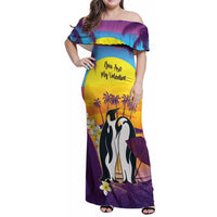 Hawaii Penguin Couple Family Matching Off Shoulder Maxi Dress and Hawaiian Shirt You Are My Valentine - Tropical Sunset Vibes LT14 Mom's Dress Purple - Polynesian Pride