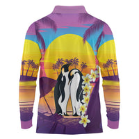 Hawaii Penguin Couple Long Sleeve Polo Shirt You Are My Valentine - Tropical Sunset Vibes LT14 - Polynesian Pride