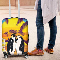 Hawaii Penguin Couple Luggage Cover You Are My Valentine - Tropical Sunset Vibes LT14 Purple - Polynesian Pride