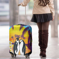 Hawaii Penguin Couple Luggage Cover You Are My Valentine - Tropical Sunset Vibes LT14 - Polynesian Pride