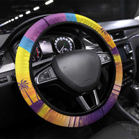 Hawaii Penguin Couple Steering Wheel Cover You Are My Valentine - Tropical Sunset Vibes LT14 Universal Fit Purple - Polynesian Pride