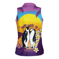 Hawaii Penguin Couple Women Sleeveless Polo Shirt You Are My Valentine - Tropical Sunset Vibes LT14 - Polynesian Pride