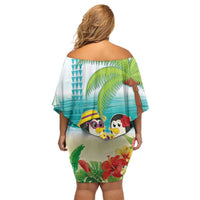 Hawaii Penguin Couple Family Matching Off Shoulder Short Dress and Hawaiian Shirt Hawaiian Kakau - Tropical Summer Vibes LT14 - Polynesian Pride