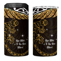 New Zealand Matariki 4 in 1 Can Cooler Tumbler Maori New Year Silver Fern And Lizard - Gold LT14 One Size: 16 oz Gold - Polynesian Pride