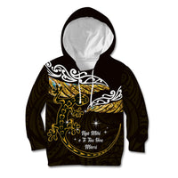 New Zealand Matariki Kid Hoodie Maori New Year Silver Fern And Lizard - Gold LT14 Hoodie Gold - Polynesian Pride