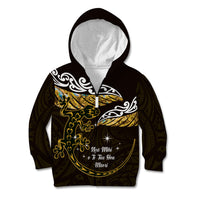 New Zealand Matariki Kid Hoodie Maori New Year Silver Fern And Lizard - Gold LT14 Zip Hoodie Gold - Polynesian Pride
