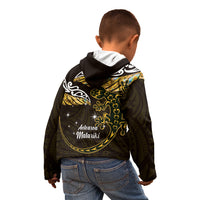 New Zealand Matariki Kid Hoodie Maori New Year Silver Fern And Lizard - Gold LT14 - Polynesian Pride