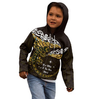 New Zealand Matariki Kid Hoodie Maori New Year Silver Fern And Lizard - Gold LT14 - Polynesian Pride