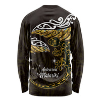New Zealand Matariki Long Sleeve Shirt Maori New Year Silver Fern And Lizard - Gold LT14 - Polynesian Pride