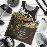 New Zealand Matariki Men Tank Top Maori New Year Silver Fern And Lizard - Gold LT14 - Polynesian Pride