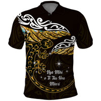 New Zealand Matariki Polo Shirt Maori New Year Silver Fern And Lizard - Gold LT14 Gold - Polynesian Pride