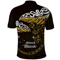 New Zealand Matariki Polo Shirt Maori New Year Silver Fern And Lizard - Gold LT14 - Polynesian Pride