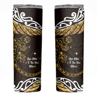 New Zealand Matariki Skinny Tumbler Maori New Year Silver Fern And Lizard - Gold LT14 Gold - Polynesian Pride