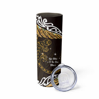 New Zealand Matariki Skinny Tumbler Maori New Year Silver Fern And Lizard - Gold LT14 - Polynesian Pride