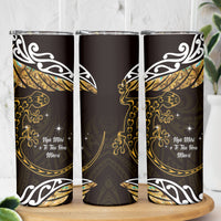 New Zealand Matariki Skinny Tumbler Maori New Year Silver Fern And Lizard - Gold LT14 - Polynesian Pride