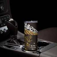 New Zealand Matariki Skinny Tumbler Maori New Year Silver Fern And Lizard - Gold LT14 - Polynesian Pride