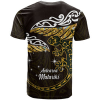 New Zealand Matariki T Shirt Maori New Year Silver Fern And Lizard - Gold LT14 - Polynesian Pride