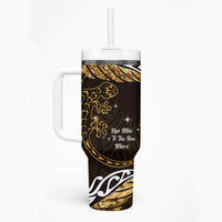 New Zealand Matariki Tumbler With Handle Maori New Year Silver Fern And Lizard - Gold LT14 - Polynesian Pride