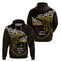 New Zealand Matariki Zip Hoodie Maori New Year Silver Fern And Lizard - Gold LT14 - Polynesian Pride