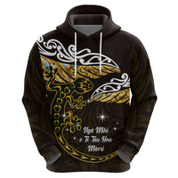 New Zealand Matariki Zip Hoodie Maori New Year Silver Fern And Lizard - Gold LT14 - Polynesian Pride