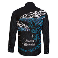 New Zealand Matariki Family Matching Off Shoulder Maxi Dress and Hawaiian Shirt Maori New Year Silver Fern And Lizard - Turquosie
