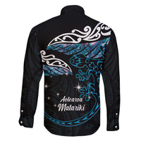 New Zealand Matariki Family Matching Off Shoulder Short Dress and Hawaiian Shirt Maori New Year Silver Fern And Lizard - Turquosie LT14 - Polynesian Pride