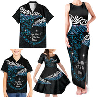 New Zealand Matariki Family Matching Tank Maxi Dress and Hawaiian Shirt Maori New Year Silver Fern And Lizard - Turquosie LT14 - Polynesian Pride