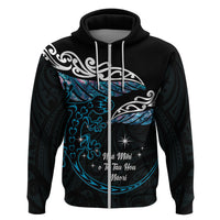 New Zealand Matariki Hoodie Maori New Year Silver Fern And Lizard - Turquosie LT14 Zip Hoodie Turquoise - Polynesian Pride