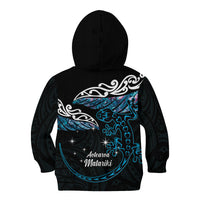 New Zealand Matariki Kid Hoodie Maori New Year Silver Fern And Lizard - Turquosie LT14 - Polynesian Pride