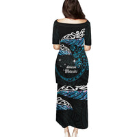 New Zealand Matariki Puletasi Maori New Year Silver Fern And Lizard - Turquosie LT14 - Polynesian Pride