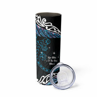 New Zealand Matariki Skinny Tumbler Maori New Year Silver Fern And Lizard - Turquosie LT14 - Polynesian Pride
