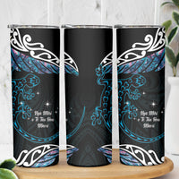 New Zealand Matariki Skinny Tumbler Maori New Year Silver Fern And Lizard - Turquosie LT14 - Polynesian Pride
