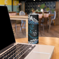 New Zealand Matariki Skinny Tumbler Maori New Year Silver Fern And Lizard - Turquosie LT14 - Polynesian Pride
